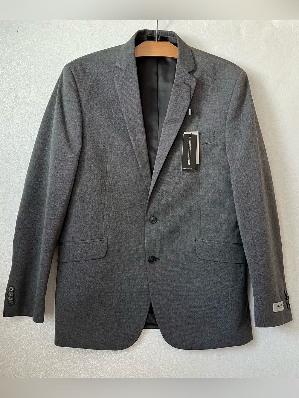 Kenneth Cole Reaction Slim Collection Blazer 42 R  Sport Coat Modal Blend Gray